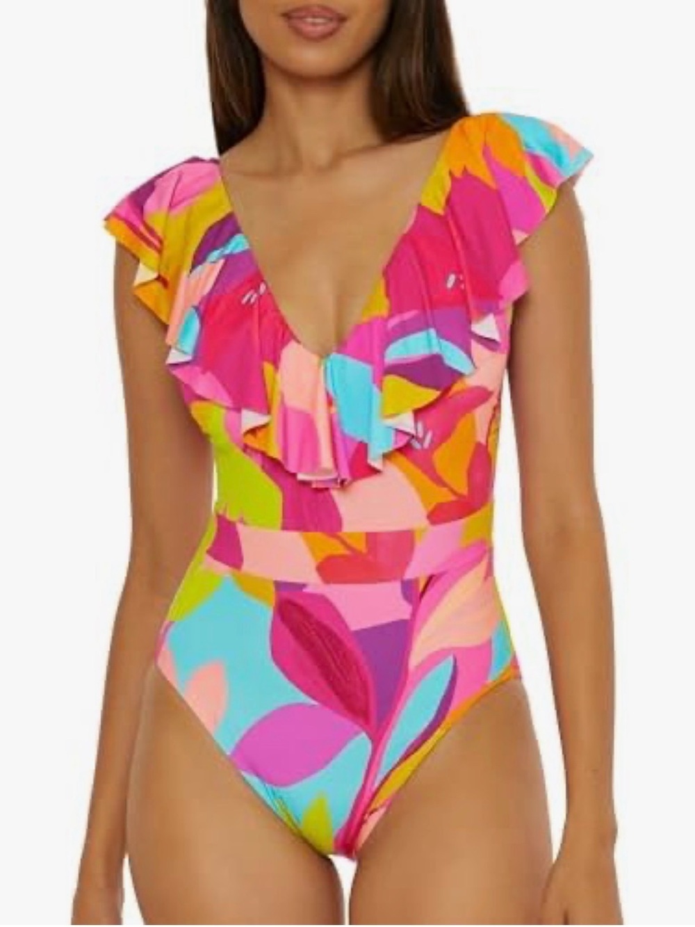 Trina Turk Lilleth Ruffle One Piece Swimsuit Size 6